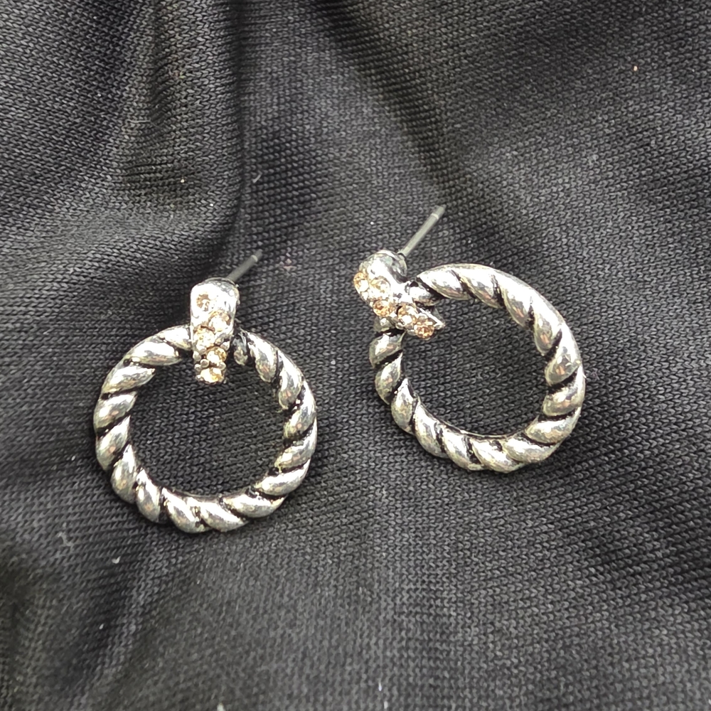 Vintage Avon Silver and Gold Twisted Hoop Earrings